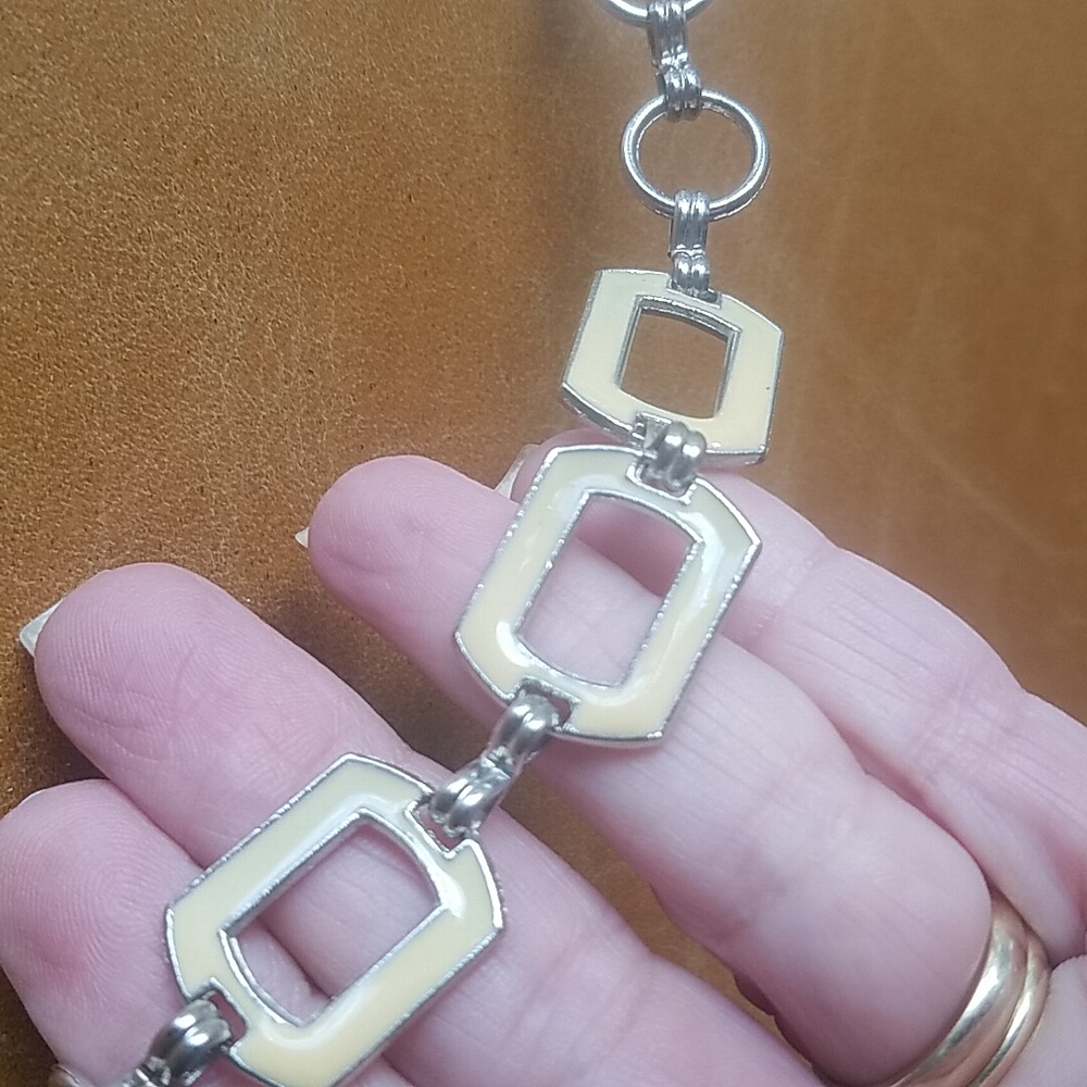 Vintage Enameled Geometric Chain Belt Or Necklace